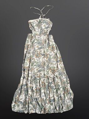 Lush Cream Paisley Halter Maxi Dress - Floral Print Size Small